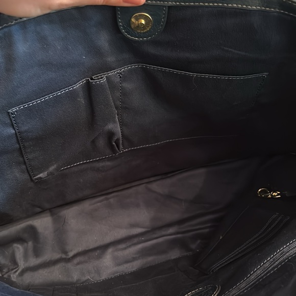 Navy Fossil leather tote - Picture 2 of 5